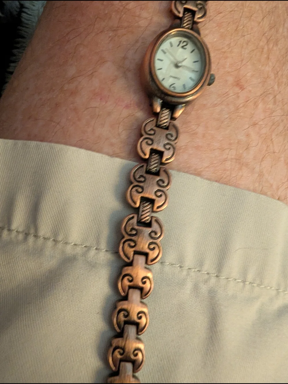 Quartz Pocket Watch Style Women's Wristwatch - Bronze Finish Brand New Battery